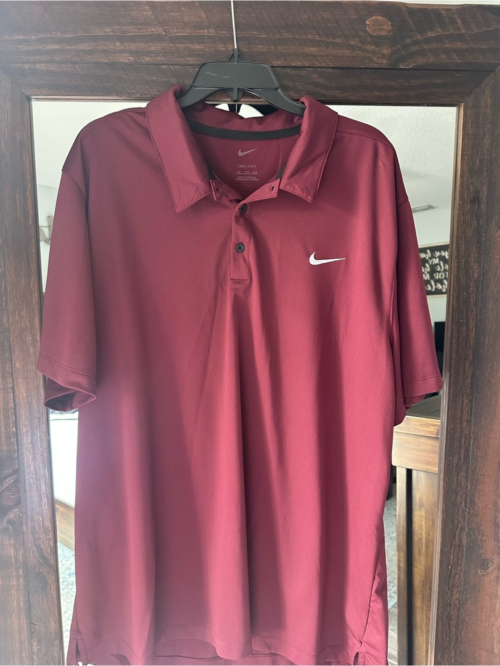 Nike Men's Maroon Polo with White Swoosh